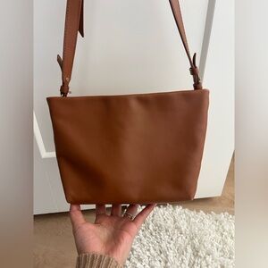 J Crew Classic Brown Leather Crossbody Bag